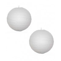 16" Paper Lantern White Twin Pack Irregular Ribbing 